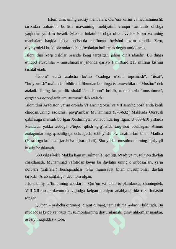 Qur’oni karim ma’naviyat beshigi. 2