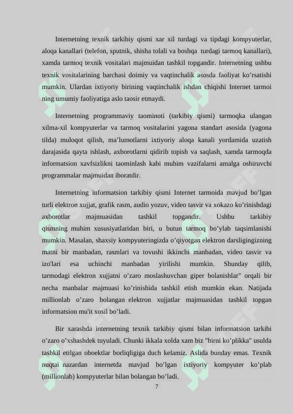WEB-TEXNOLOGIYALARGA ASOSLANGAN TESTLAR YARATISH  METODIKASI 7