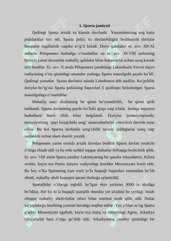 Sparta polisini o‘ziga xos xususiyatlari. 2