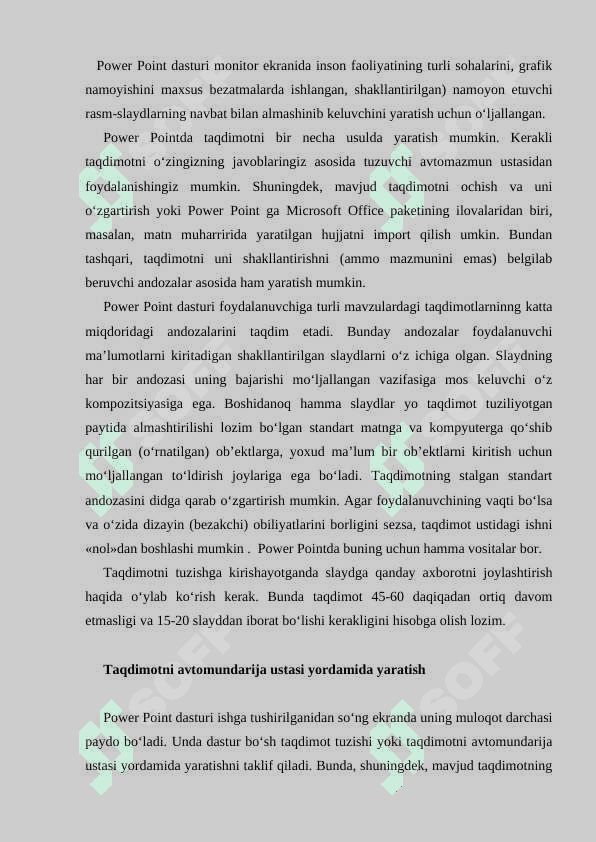 POWER POINT TАQDIMOT DАSTURI 2