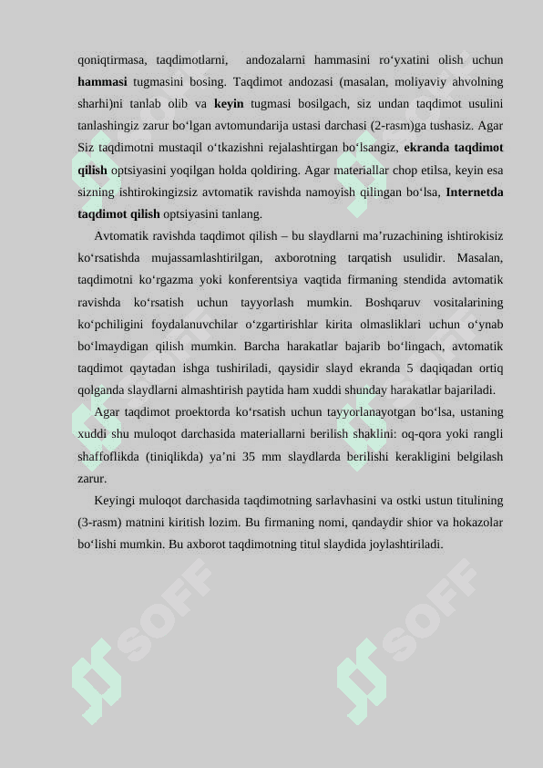 POWER POINT TАQDIMOT DАSTURI 4