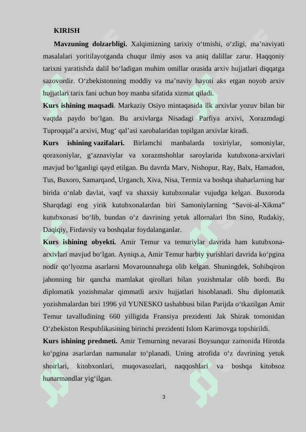 Eng yangi davrda MDH mamlakatlarida arxiv ishi 2