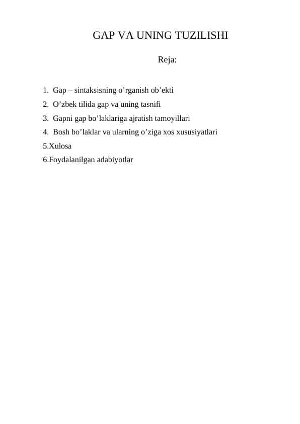 GAP VA UNING TUZILISHI
