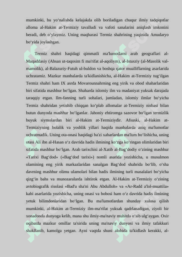 MAVZU: AL-HAKIM AT TERMIZIYNING HAYOT YO’LI 3