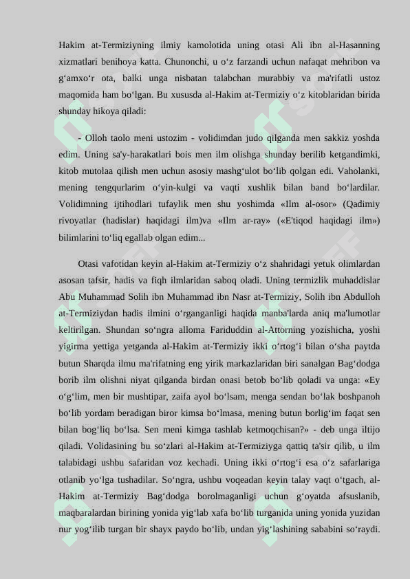MAVZU: AL-HAKIM AT TERMIZIYNING HAYOT YO’LI 4