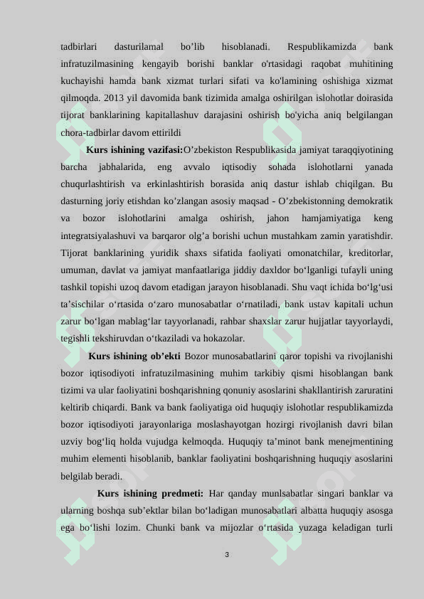 O'zbekiston respublikasi bank tizimi va boshqa kredit muassasalari 3