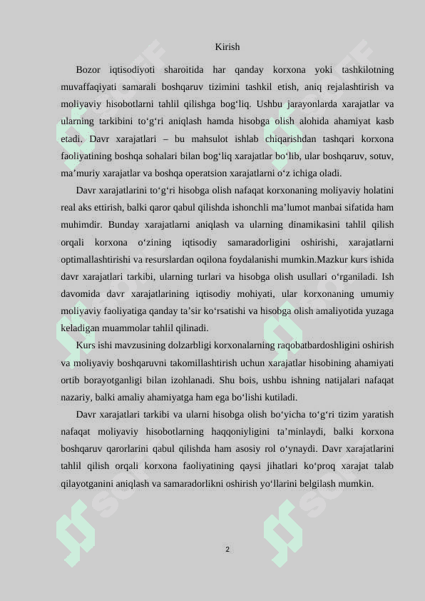 Davr xarajatlari tarkibi va ularni hisobga olish 2