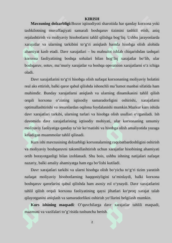 Davr xarajatlari tarkibi va ularni hisobga olish 2