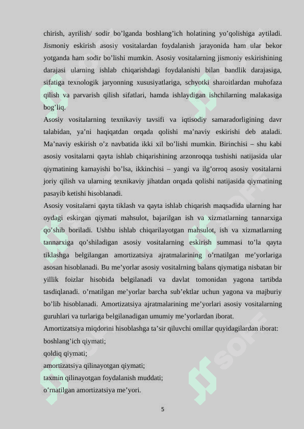 MAHSULOT TANNARXINI ANIQLASHDA AMORTIZATSIYA XARAJATLARI HISOBI 5