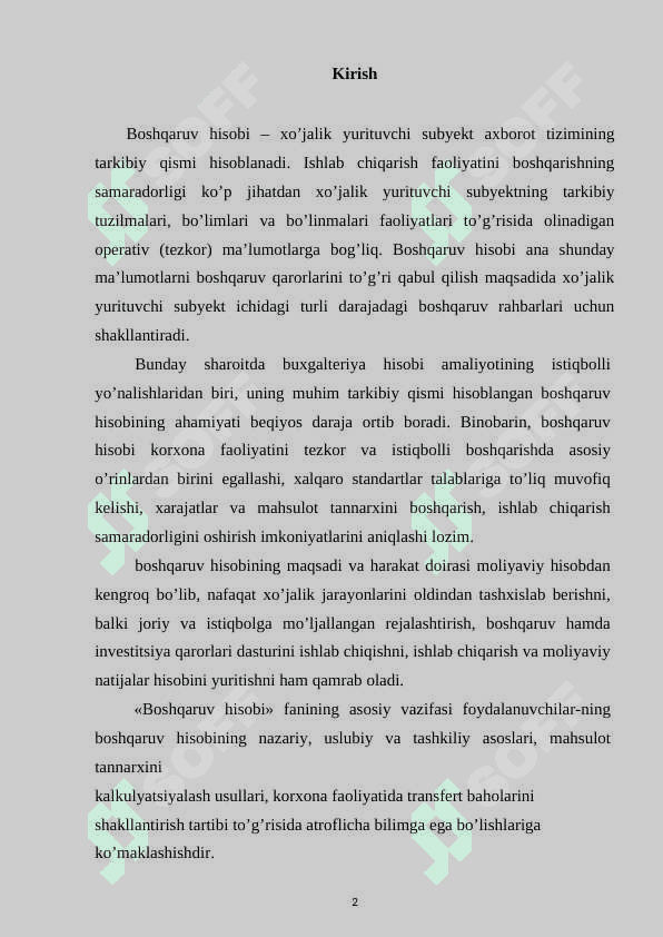 Boshqaruv hisobini tashkil qilish va uning me'yoriy huquqiy asoslari 2