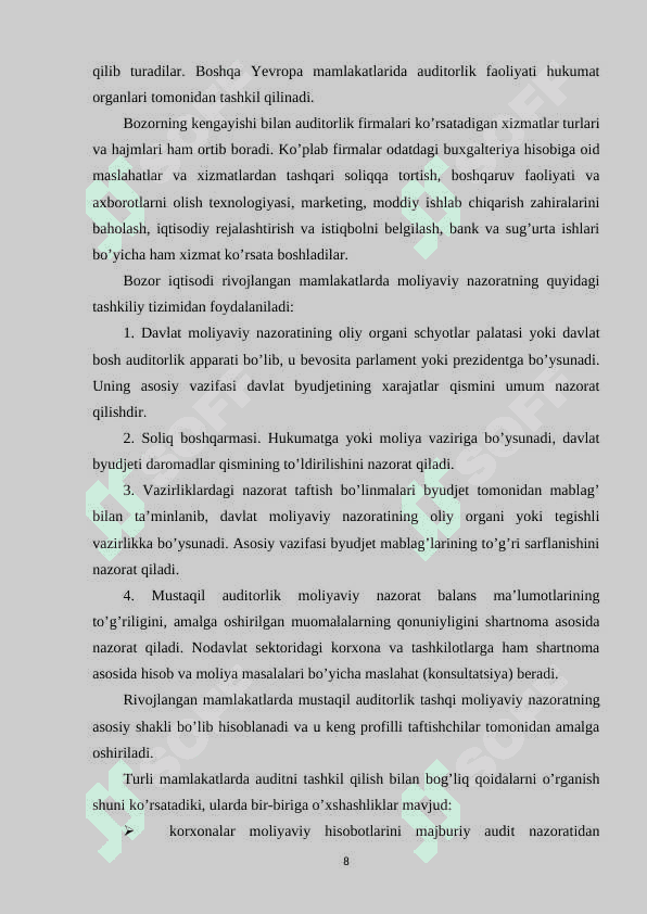 Auditorlik faoliyatining tashkiliy asoslari 8