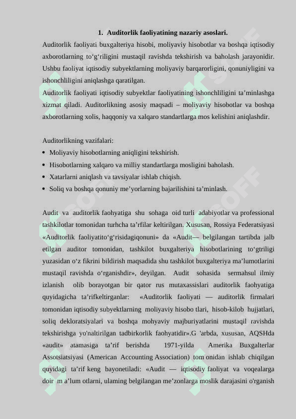 Auditorlik faoliyatining tashkiliy asoslari 5