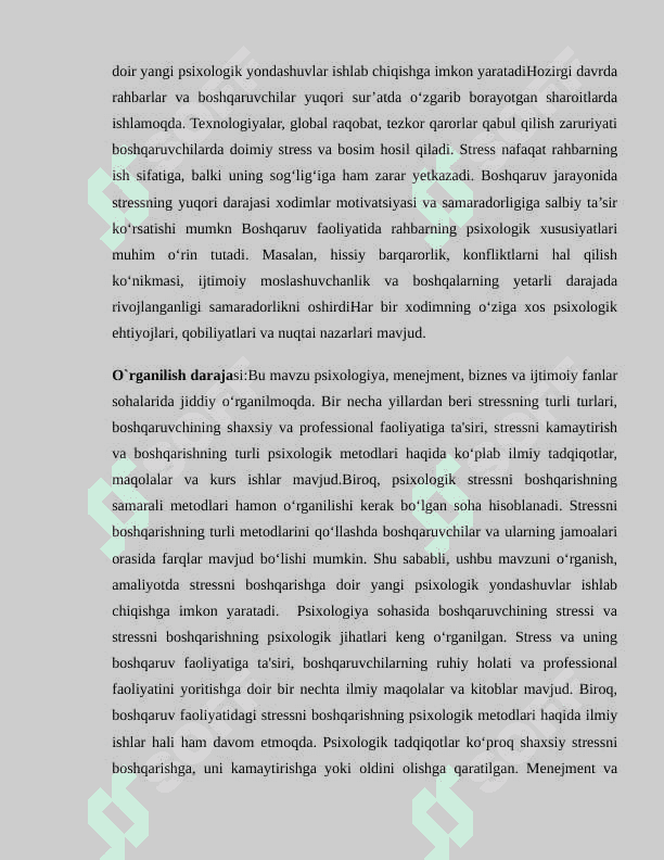 BOSHQARUV FAOLIYATIDAGI STRESSLAR  VA UNI BOSHQARISHNING PSIXOLOGIK XUSUSIYATLARI 3