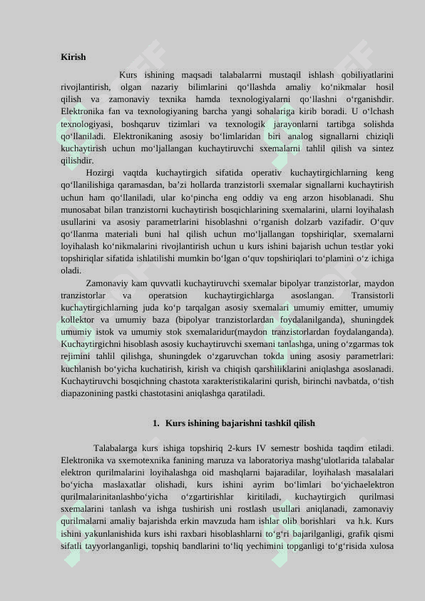 Teskari bogʻlanish kiritilganda kuchaytigichni parametrlarni hisoblash 3