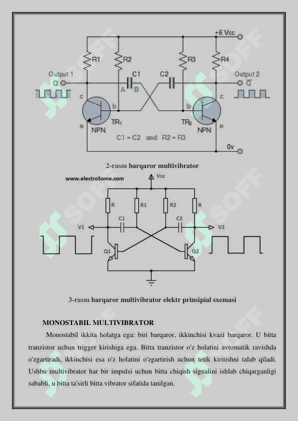Multivibratorlar sxemalarini tahlil qilish multisim dasturida sxemalarini yig’ib tahlil qilish. 3