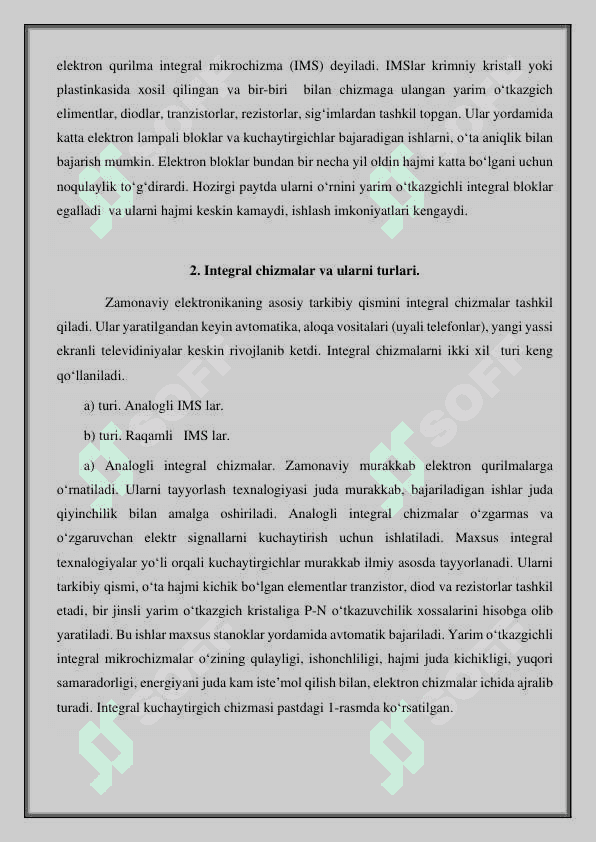 Mikroelektronikaning integral sxemalari. 2