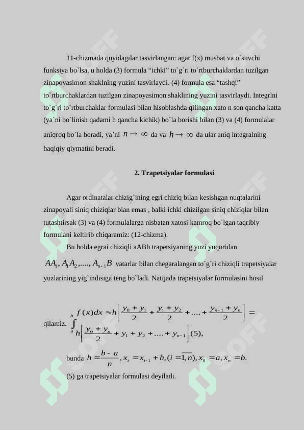 Integralni taqribiy hisoblash. 4