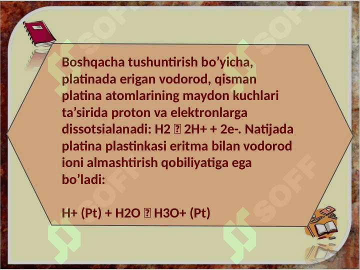 Vodorod elektrodi. Gal'vanik element haqida tushuncha. O'ta kuchlanish 4