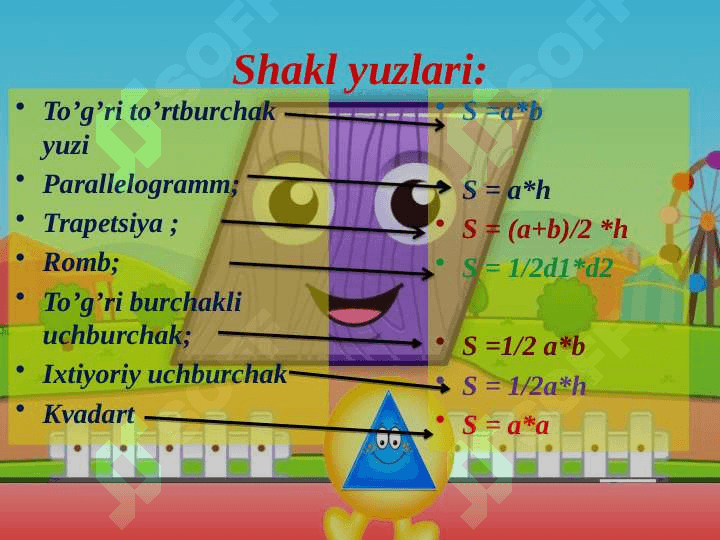 Yuzaga doir masalalarni yechish 2