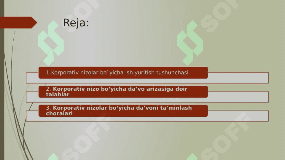 Korporativ nizolar bo`yicha ish yuritish 2