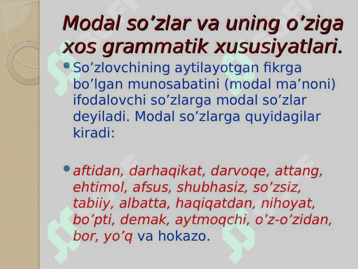 MODAL SO’ZLAR TURKURMI 2