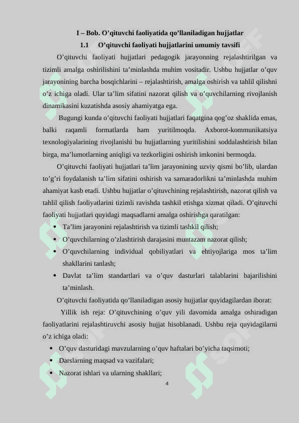Ona tili o’qitish metodikasi fanida o’qituvchi faoliyatida qo’llaniladigan hujjatlar 4