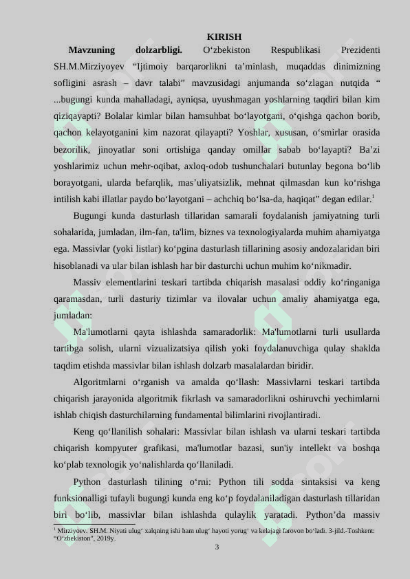 Massiv elementlarini teskari tartibda chiqarish dasturi 3