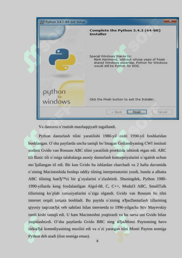 PYTHON DASTURLASH TILIDA SODDA DASTURLARNI TUZISH 8