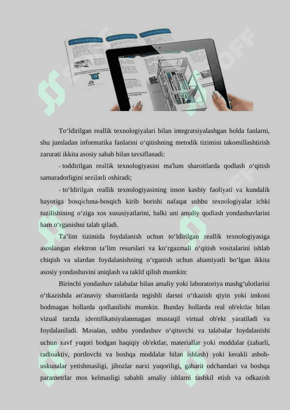 Virtual va to‘ldirilgan reallik texnologiyalarining mohiyati. 4