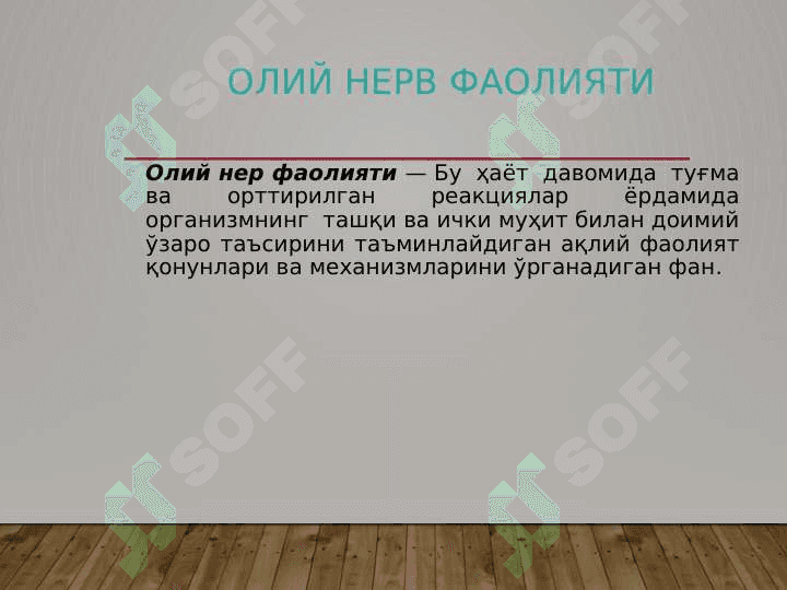 Олий нерв фаолияти физиологияси 2