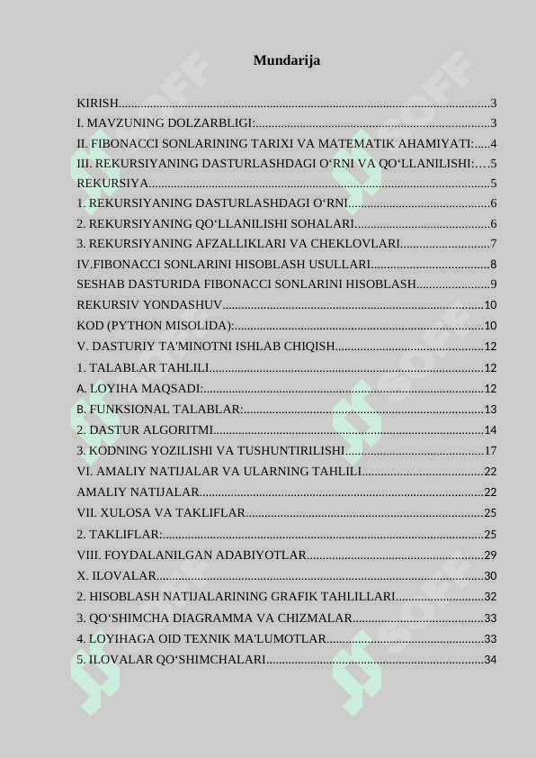 Rekursiya yordamida Finobachchi sonlarini topish dasturi 2