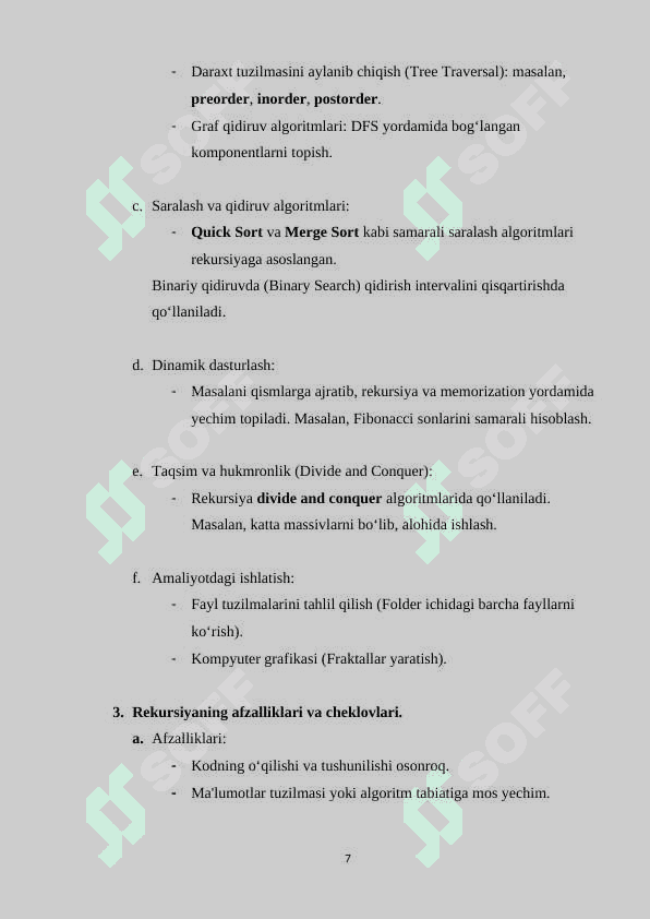 Rekursiya yordamida Finobachchi sonlarini topish dasturi 7