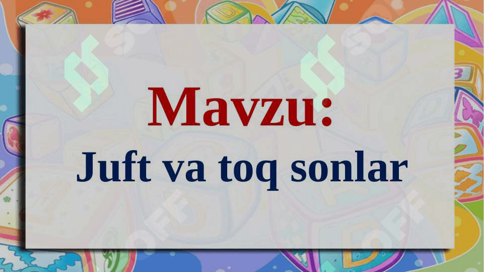 Matem Juft va toq sonlar 3