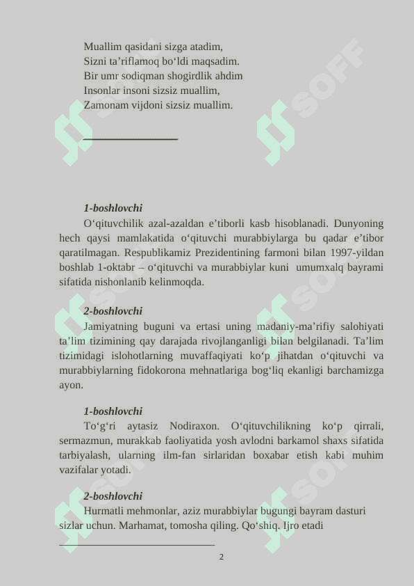1-Oktabr bayramingiz muborak, aziz ustozlar ssenariy 2