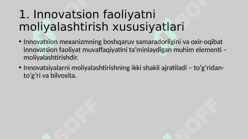 Innovasiyalarni moliyalashtirish va investitsion ta’minot 3