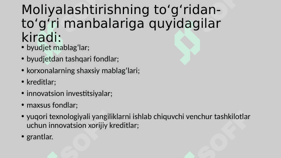 Innovasiyalarni moliyalashtirish va investitsion ta’minot 4