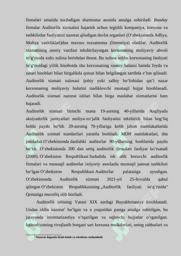 Auditning paydo bo’lishi va rivojlanishi Reja 3