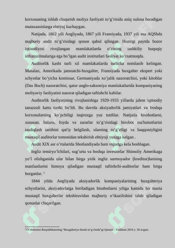 Auditning paydo bo’lishi va rivojlanishi Reja 6