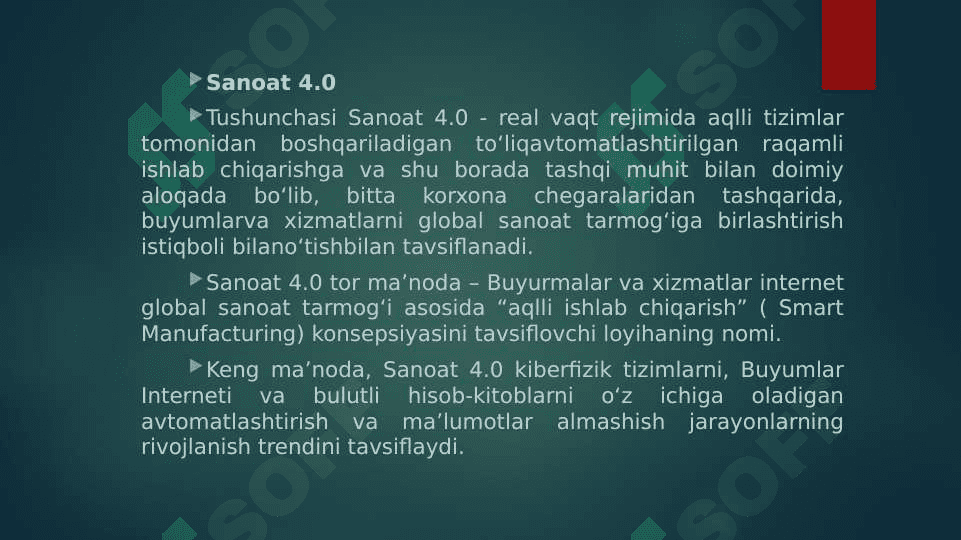 Raqamli iqtisodiyotda 4.0 sanoat (SANOAT INDUSTRIYA 4.0) TEXNOLOGIYASINING MOHIYATI 5