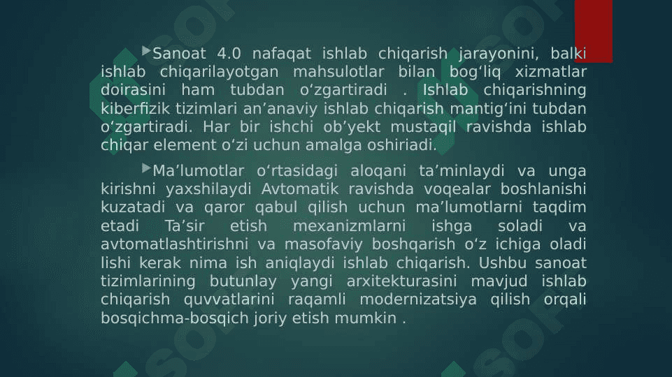 Raqamli iqtisodiyotda 4.0 sanoat (SANOAT INDUSTRIYA 4.0) TEXNOLOGIYASINING MOHIYATI 7