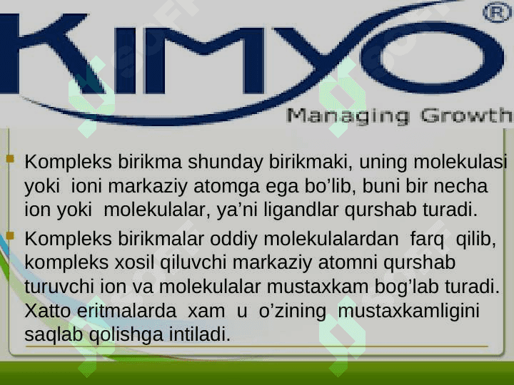 Kompleks birikmalarning izomeriyasi va ishlatilishi 3