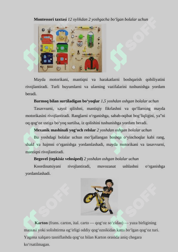 Yumshoq o‘yinchoqlar tayyorlash uchun zaruriy materiallar. Glossary 2