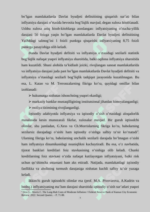 Inflyatsiyaga qarshi siyosat va inflyatsion targetlashning ahamiyati. 5