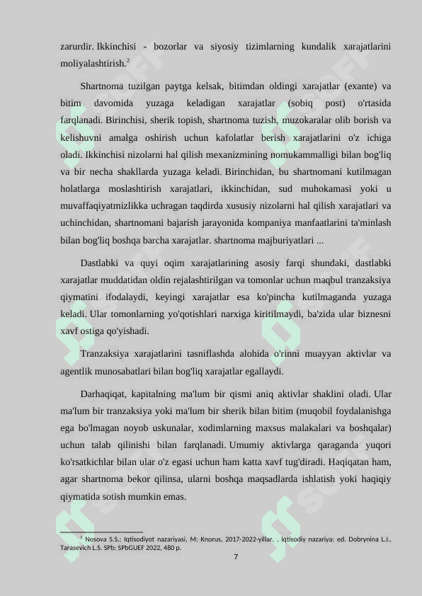 Oʻzbekistonda transaksiya xarajatlarini pasaytirish va ular tarkibini optimallashtirish. 7