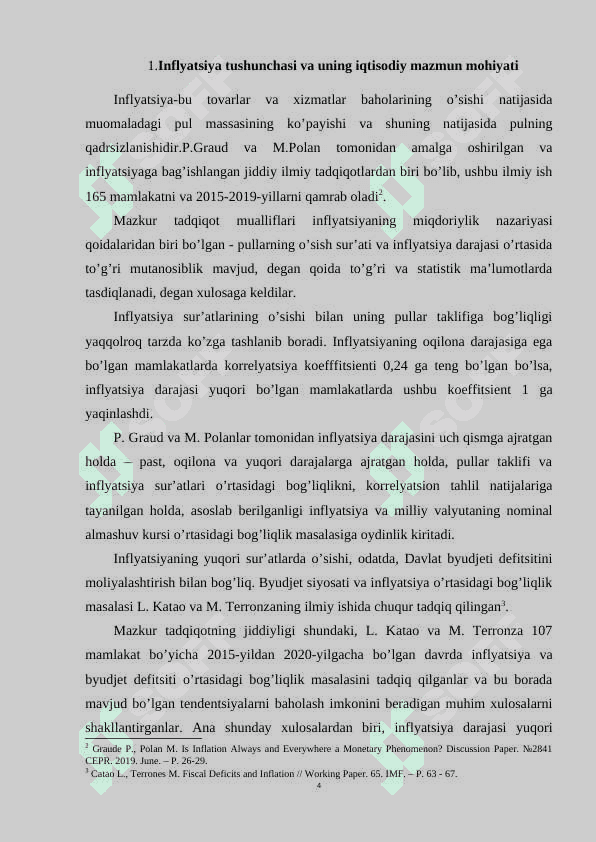 Inflyatsiyaning kelib chiqish sabablari va jilovlash yoʻllari. 4