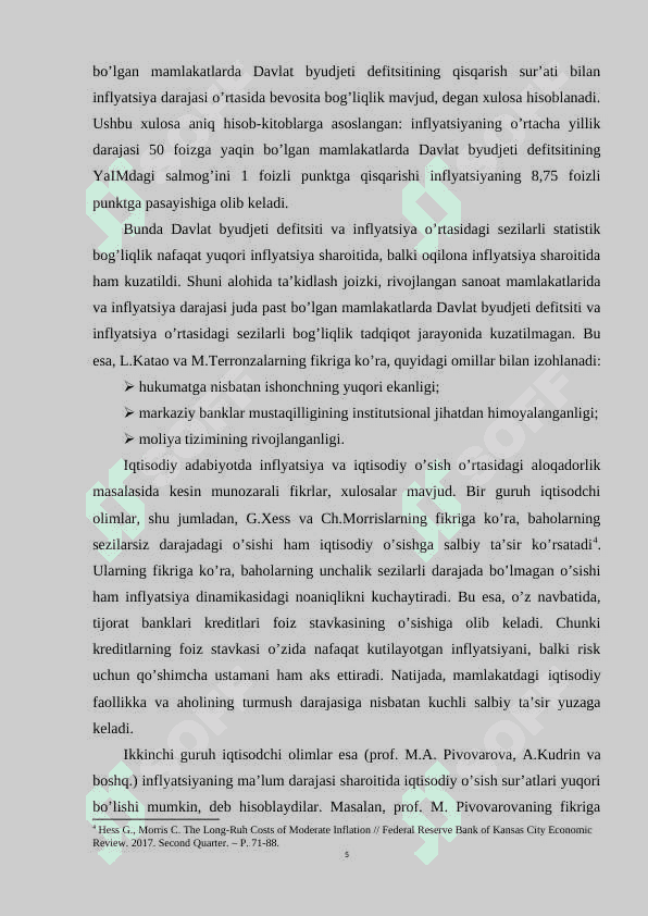 Inflyatsiyaning kelib chiqish sabablari va jilovlash yoʻllari. 5