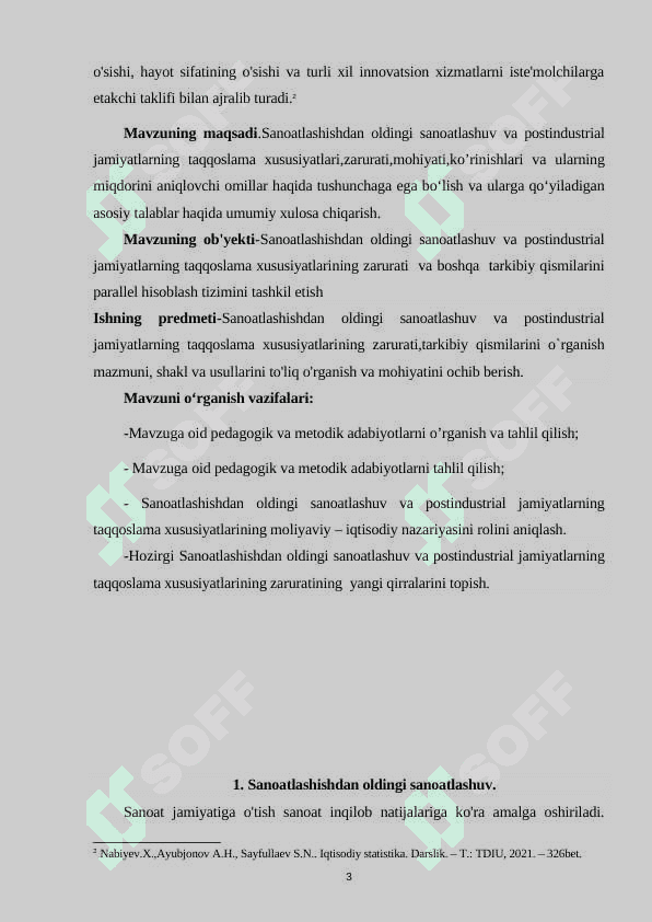 Sanoatlashishdan oldingi sanoatlashuv va postindustrial jamiyatlarning taqqoslama xususiyatlari 3