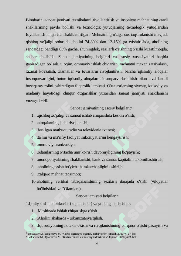 Sanoatlashishdan oldingi sanoatlashuv va postindustrial jamiyatlarning taqqoslama xususiyatlari 4