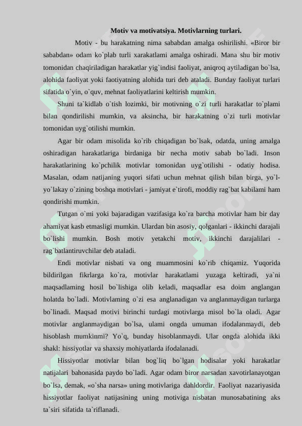 Motivatsiya nazariyalari.Motivatsion sohani tekshirish metodlari 2