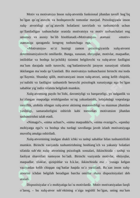 Motivatsiya nazariyalari.Motivatsion sohani tekshirish metodlari 4